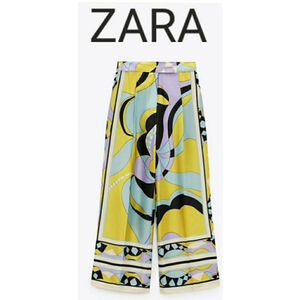 Nwot viral Zara M Abstract Print Wide Leg Pants Blogger Influencer Favorite